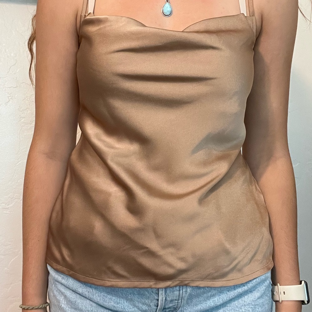 Express satin cowl neck top